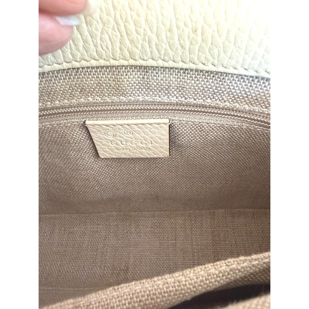 Gucci Interlocking G Dollar Calfskin Chain Crossbody Bag Cream White Dust Bag - Picture 10 of 14
